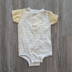 Vintage Yellow and White Striped Kids Bodysuit